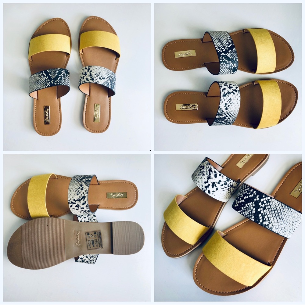 Snake Print Contrast Sandals - Picture 3 of 4